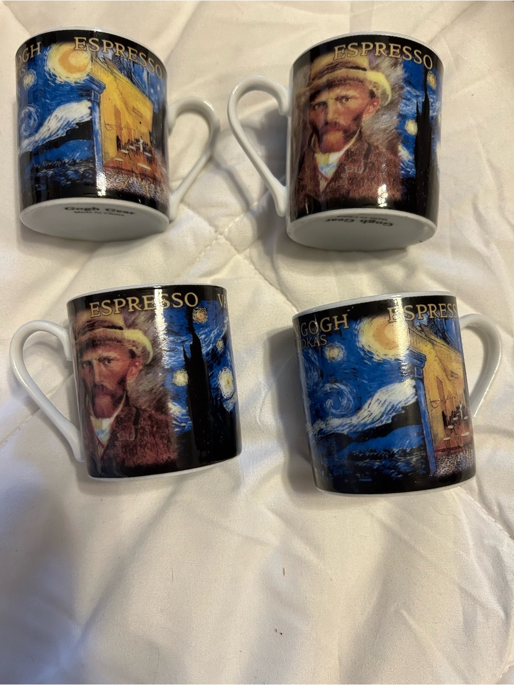 Espresso Ceramic Mug Set with Starry Night Design - Blue and Black